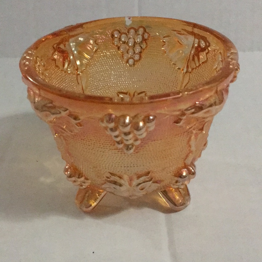Rare Early High iridescence Carnival Glass Candle or Candy Dish